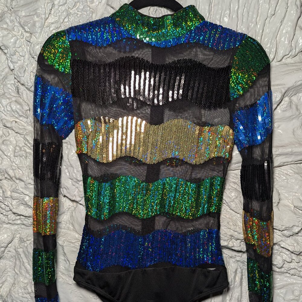 Fashion Nova Sequin and Sheer Bodysuit